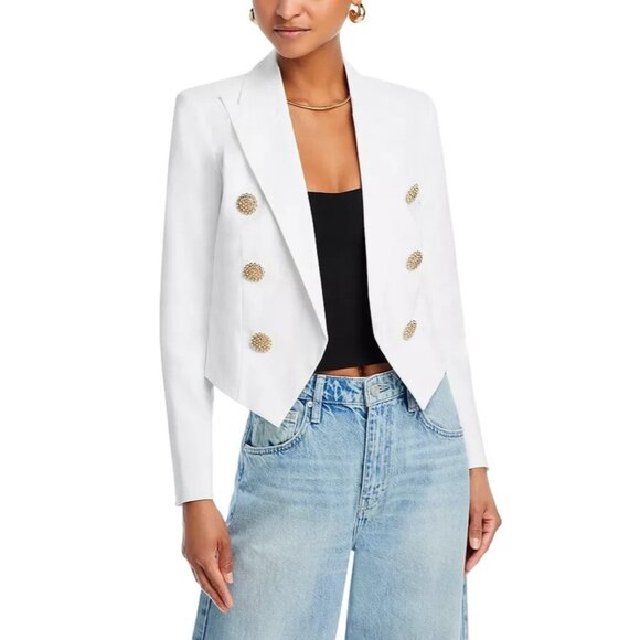 L'AGENCE Jackets & Blazers - L'AGENCE Lily Boxy Blazer Women's Size 8 White Shoulder Pads Decorative Buttons